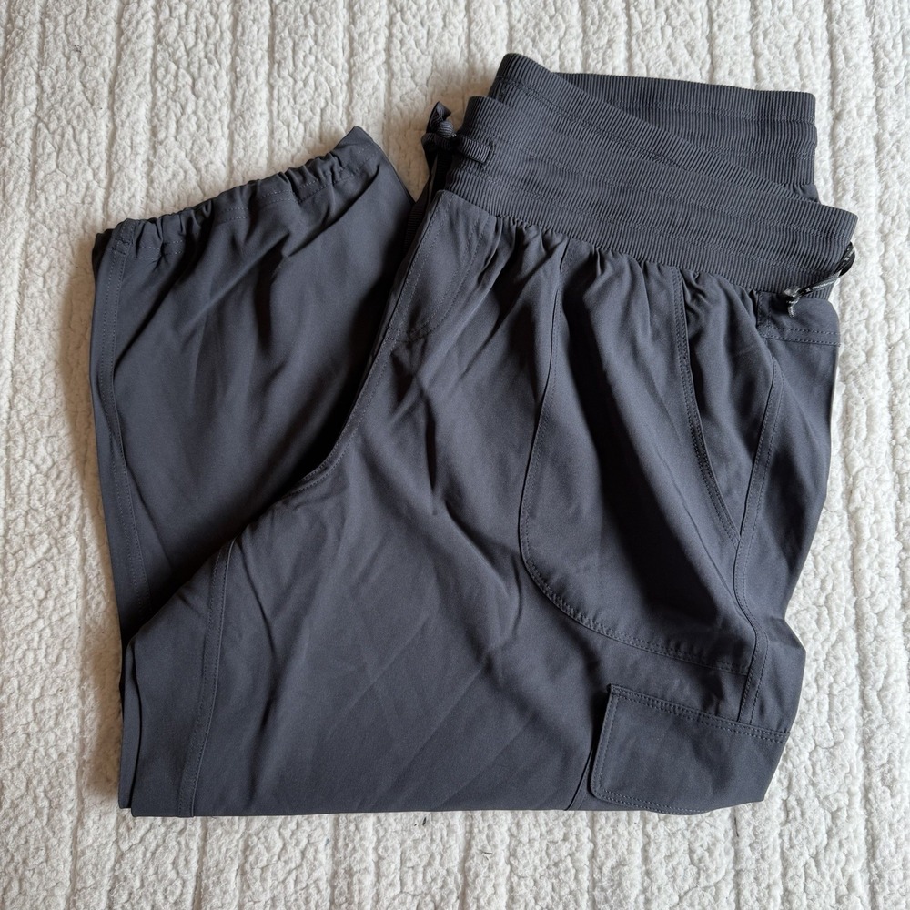 RBX Active Cargo Pants Capris Women's Size XL Charcoal Gray Drawstring New